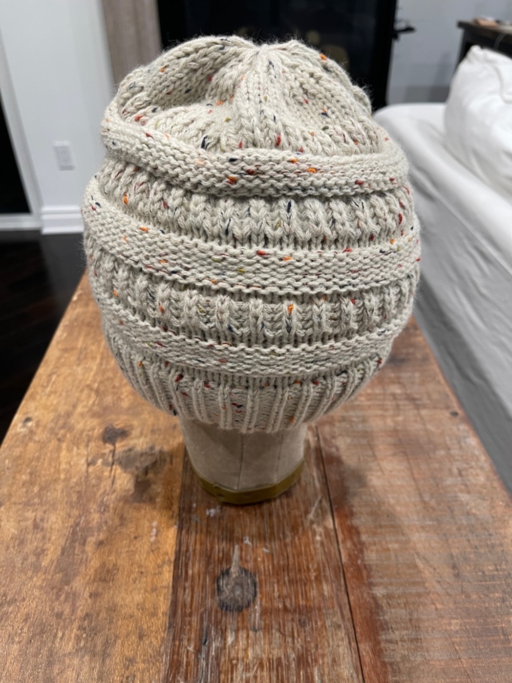 Speckled Knit Beanie - Cream with Multicolor Flecks